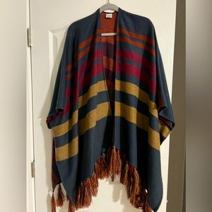 Stylish multi color wrap for work, casual, or convenient grocery store run.